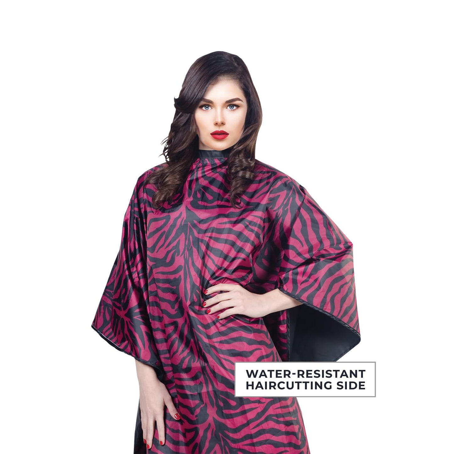 Cricket Flip Reversible Zebra All Purpose Barber Cape for Salon Professionals, Adjustable Metal Snap Neck Closure, Water Resistant & Bleach Proof