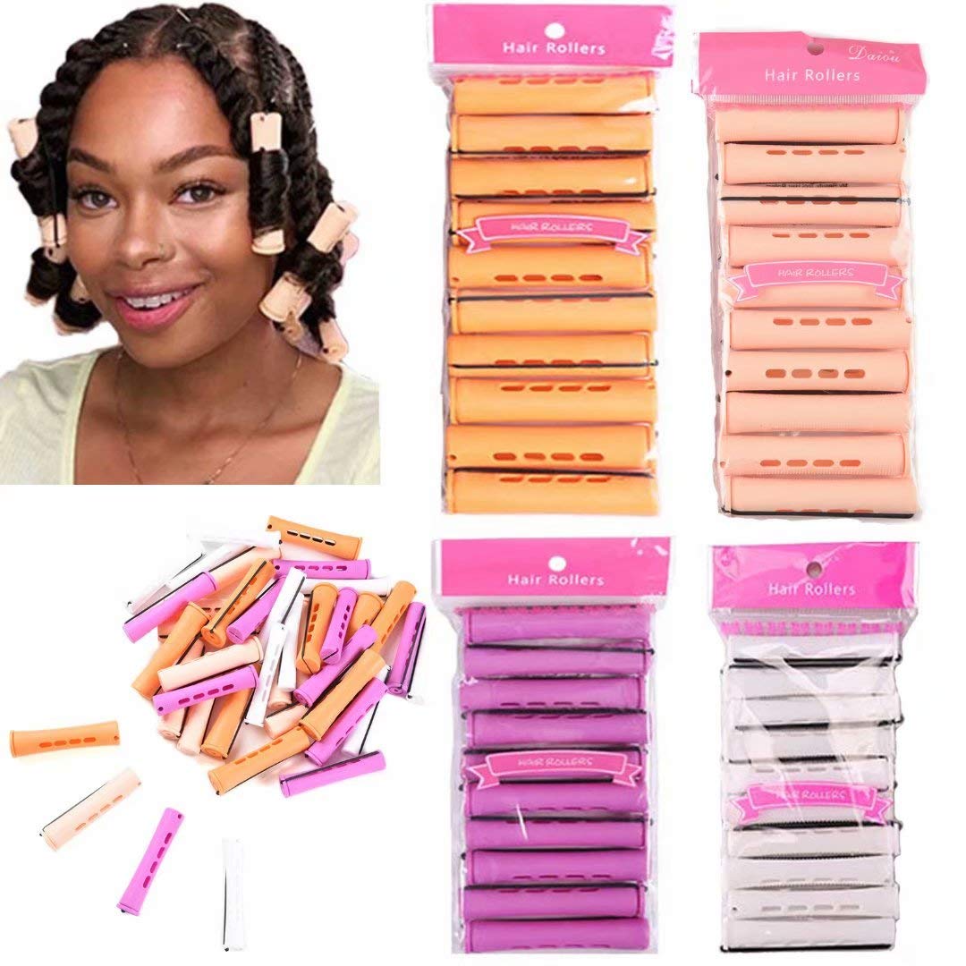 40pcs Perm Rods Set for Natural Hair 4 Sizes Cold Wave Rods Hair Rollers for Women Curling Rods for Long Medium Small Hair Curler Styling DIY