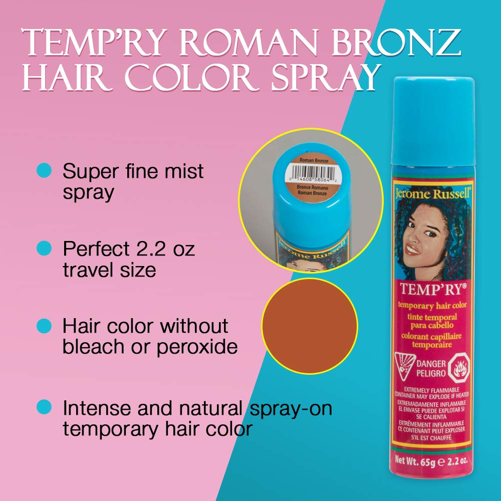 Jerome Russell Temp'Ry Spray-On Roman Bronze Hair Color, 2.2Oz X 3 Pack