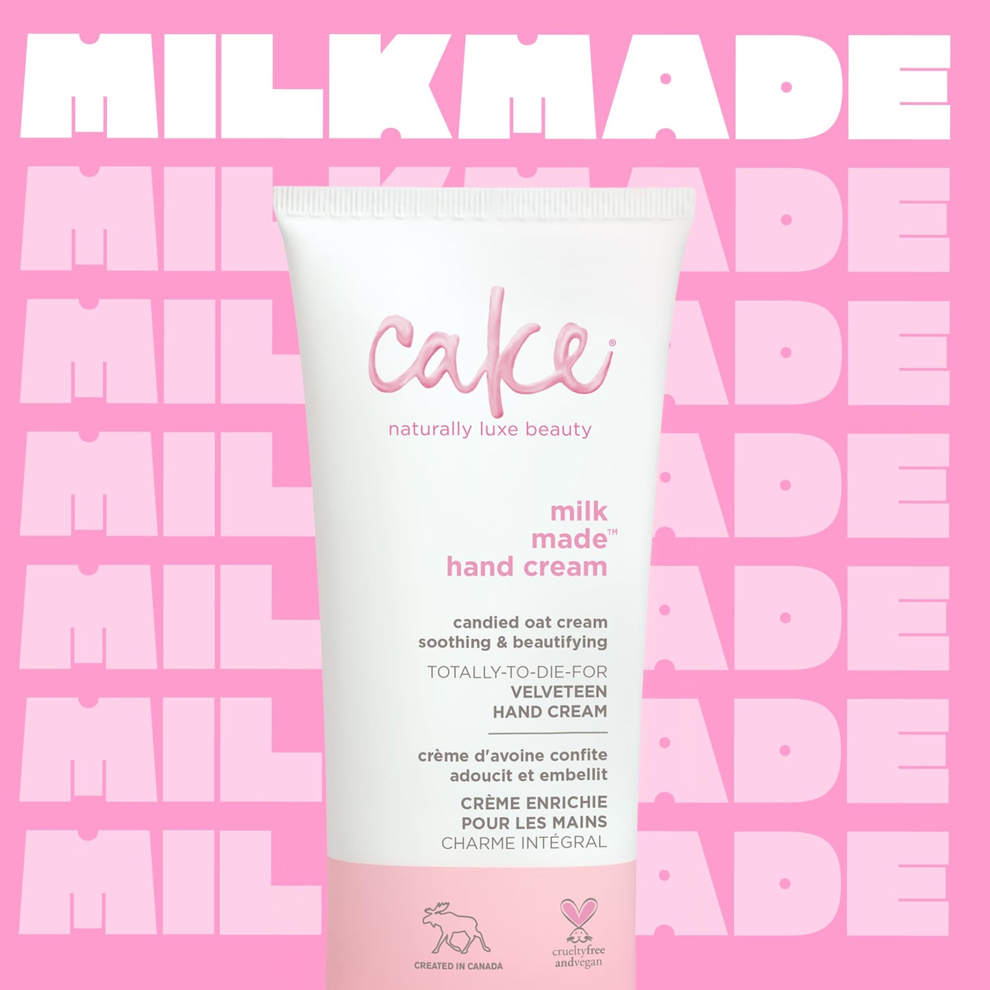 Cake Beauty Velveteen Hand Cream, Milk Made - Soothing, Lightweight Hand Cream - Oat Extract Concentrate, Marshmallow Root Extract & Shea Butter