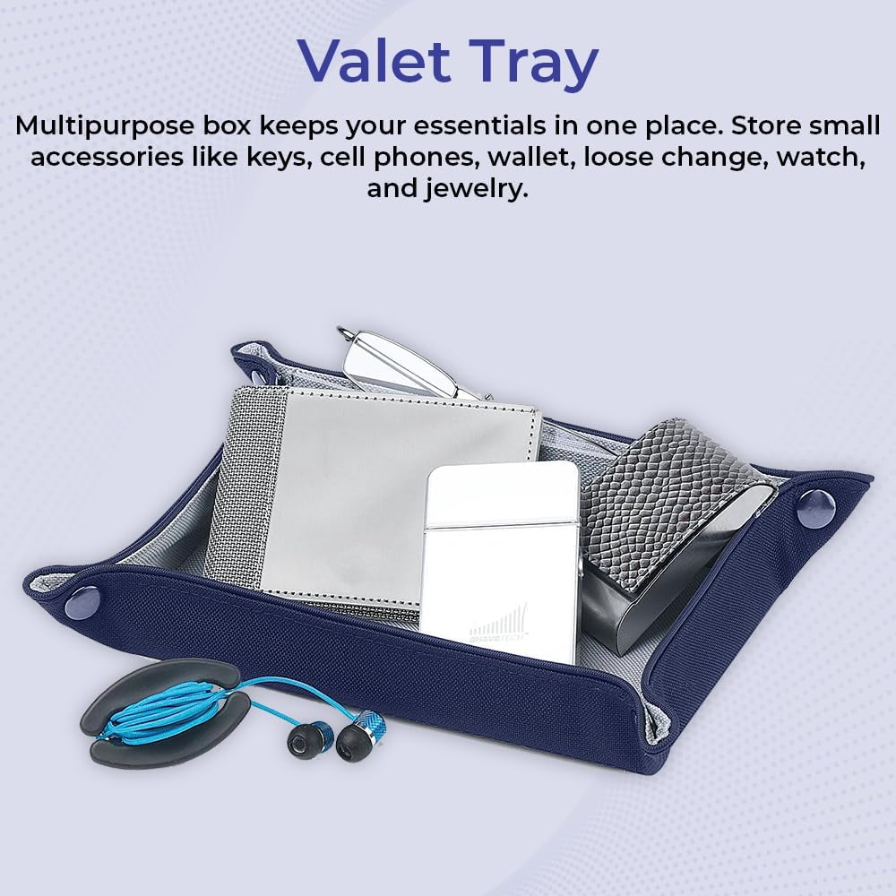 Valet Tray for Men and Women, EDC Catchall Organizer for Jewelry Phone Coins Wallet Keys, Catch All Tray for Bedside Entryway Desk, Dump Station Box…