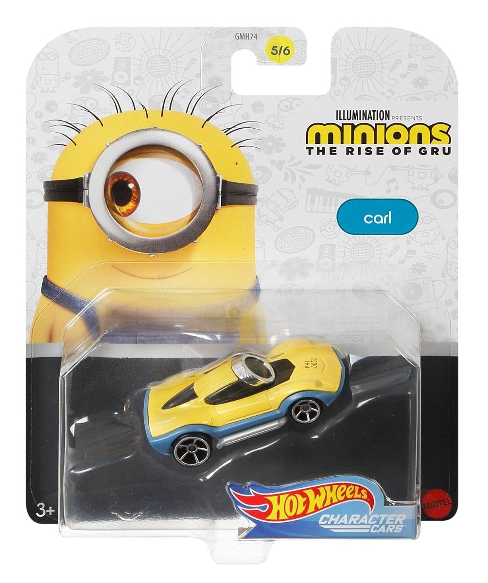 HW Character Cars Hot Wheels Character Cars Minions The Rise of Gru - Complete Set of All 6 1:64 Scale Diecast Vehicles