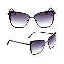 DIFF Grace Lightweight Cat Eye Sunglasses for Women UV400, Matte Black + Sharp Grey Gradient