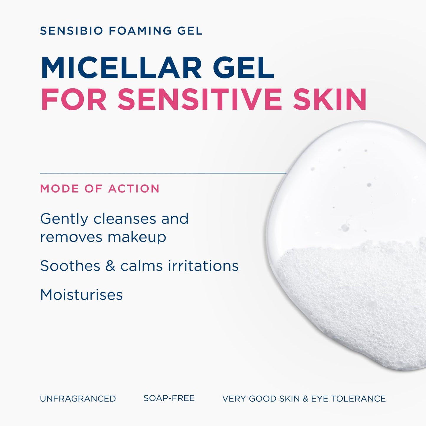Bioderma Sensibio Foaming Gel Gentle Face Cleanser, Cleansing and Makeup Removing Refreshing Feeling for Sensitive Skin, Unscented, 16.9 Fl Oz Beauty and Personal Care Bioderma