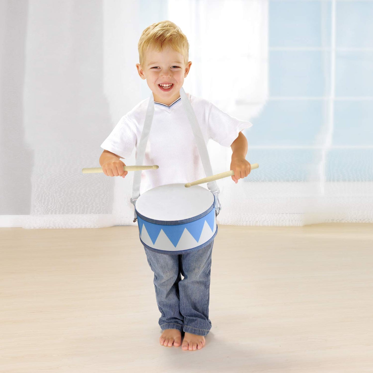 MUSICUBE Kids Drum Set – 8" Wooden Drum Toy with Strap & Sticks, Educational Sensory Musical Instrument Gift for Toddlers Boys & Girls