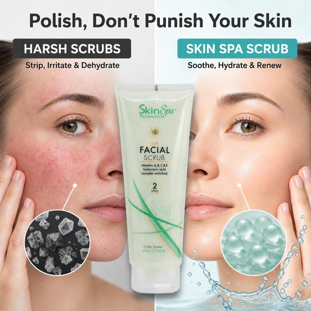 SKIN SPA Exfoliating Face Scrub - Pumice, Hyaluronic Acid, Retinol & Aloe Vera | 3-in-1 Cleanser, Exfoliant & Treatment for All Skin Types |