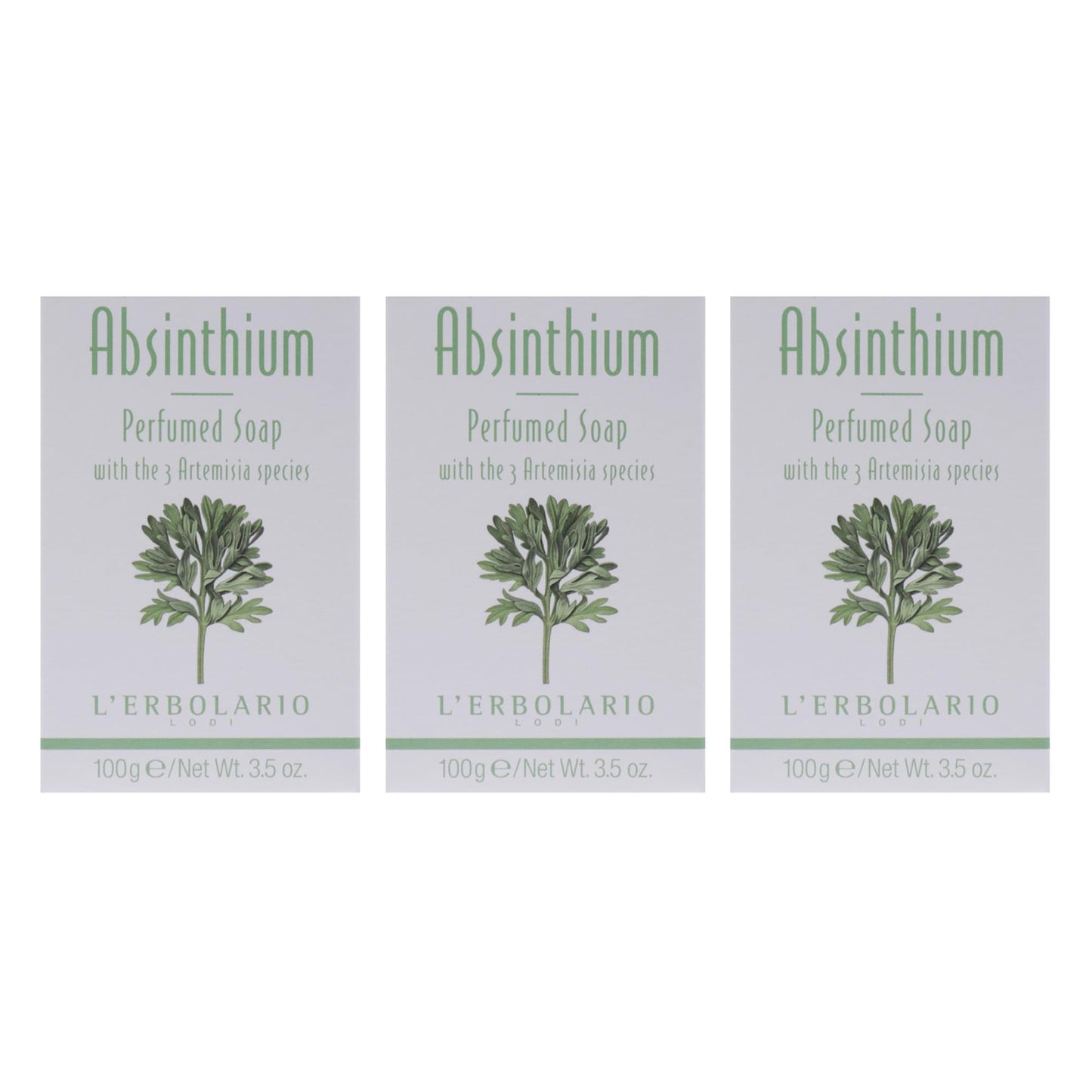 Perfumed Soap - Absinthium - Pack of 3 by LErbolario for Unisex - 3.5 oz Soap