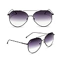 DIFF Jane Lightweight Aviator Sunglasses for Women UV400, Matte Black + Sharp Grey Gradient