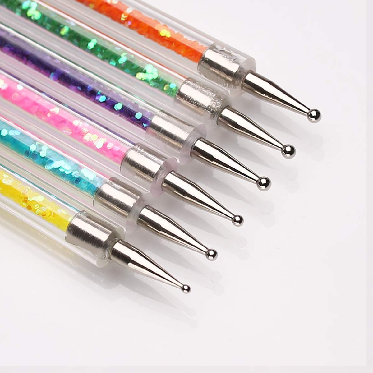 iminoo 6PCS Nail Art Brushes,Double Ended Nail Liner Brush Dotting Pen Nail Art Point Drill Drawing Tools,Double Ended Nail Art Brushe for DIY Nail