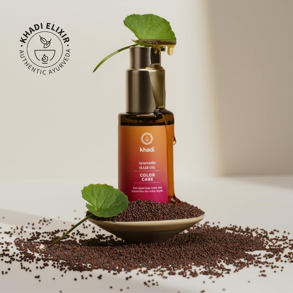 KHADI COLOR CARE Hair Oil - Hair treatment for fixing plant hair color - shine & UV protection - luminosity - 100% natural, plant-based & vegan
