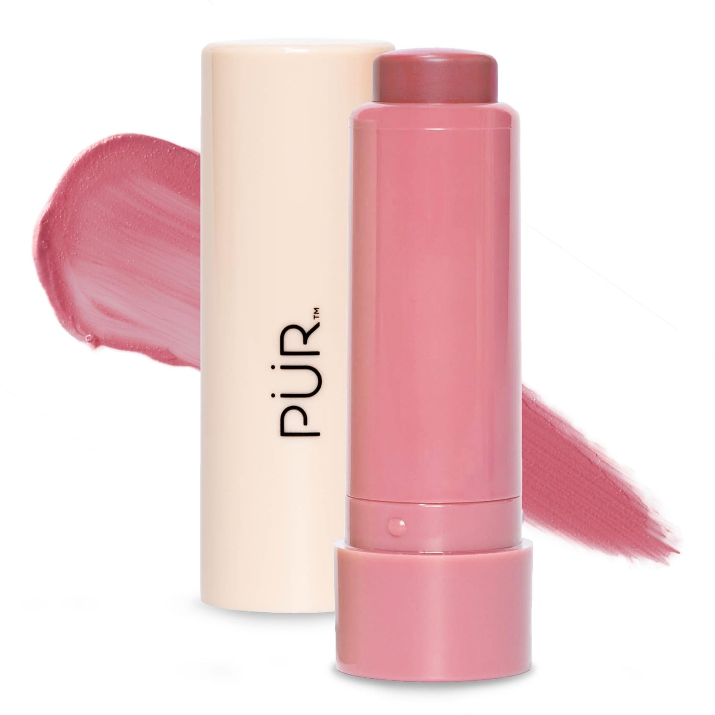 PÜR MINERALS Silky Tint Creamy Multitasking Blush Stick with Peptides, Sparkling Rose - Blush Stick with Natural, Healthy-Looking Glow & Ultra-Creamy
