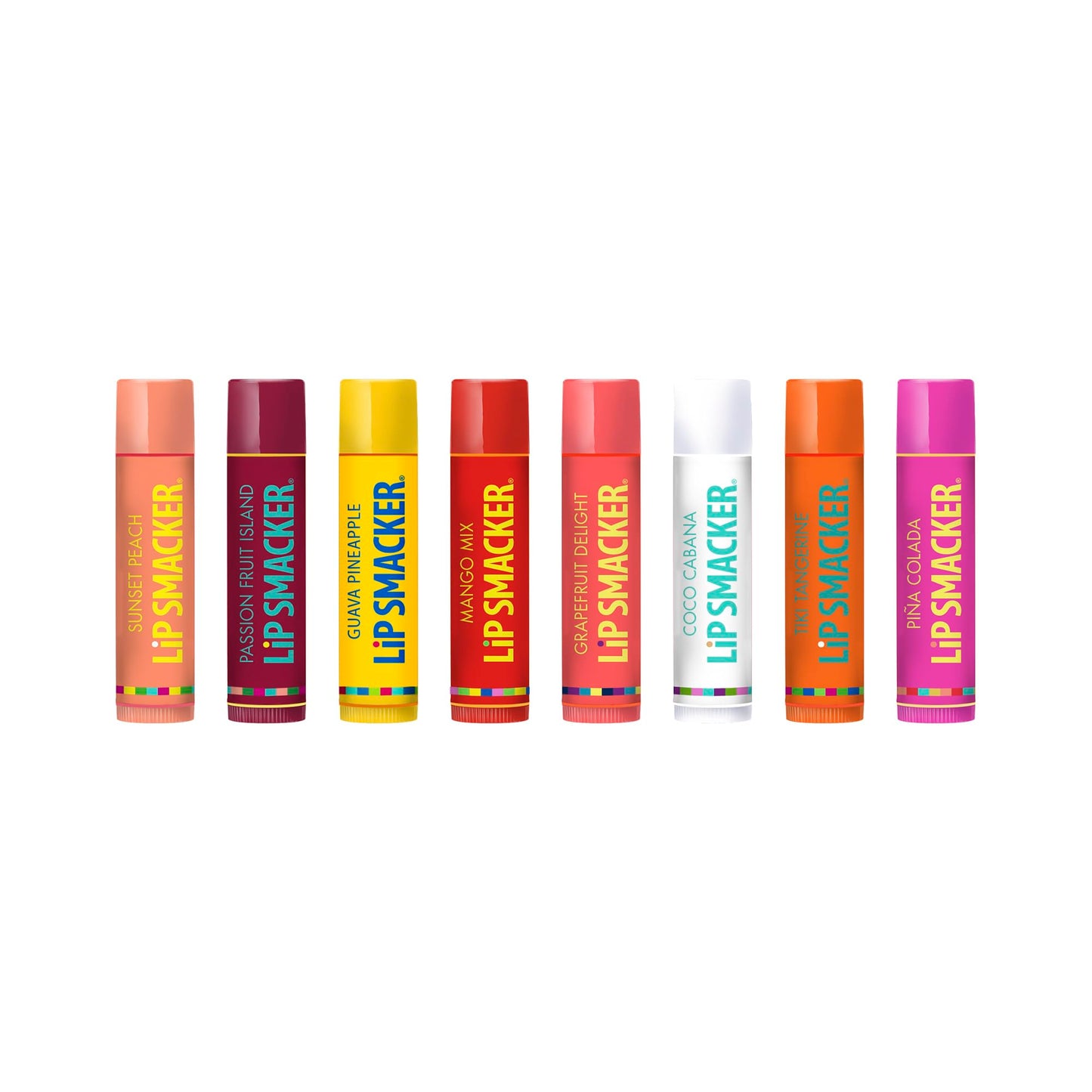Lip Smacker Flavored Lip Balm Tropic Fever 8 Count (Pack of 1), Passion Fruit, Peach, Breezey-Teazey, Pina Colada, Grapefruit, Coca Cabana, Tangerine