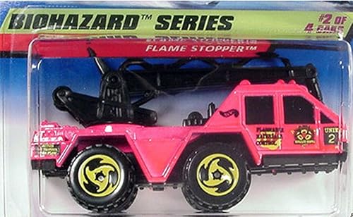 Hot Wheels Mattel 1998 1:64 Scale Biohazard Series Pink Flame Stopper Die Cast Car 2/4