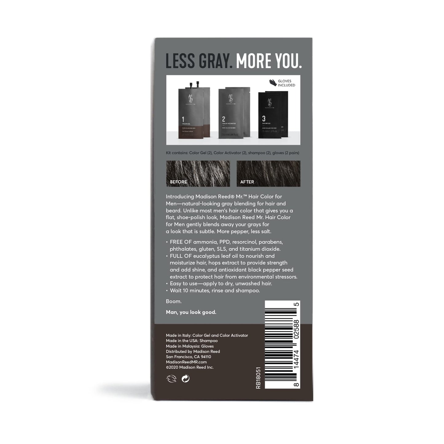 Madison Reed Mr. Hair Color for Men, Dark Brown to Black Demi-Permanent Hair Dye, Reduces Grays in 15 Minutes For Hair & Beard, Nourishing