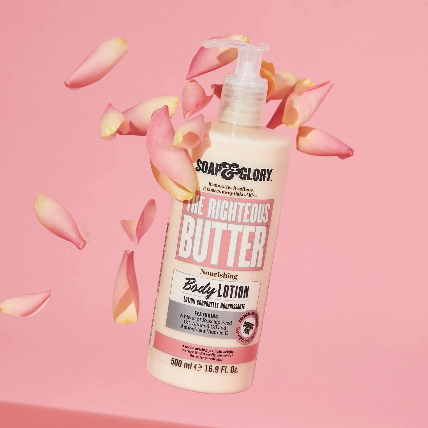 Soap & Glory Original Pink Moisturizing Body Lotion Pump - Lightweight Body Moisturizer for Dry Skin - With Shea Butter, Vitamin E & Aloe Vera