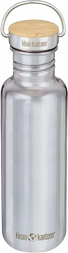 Klean Kanteen 27 oz Reflect Water Bottle with Bamboo Cap - Reusable Water Bottle - BPA-Free - Made with Stainless Steel & Food-Grade Silicone
