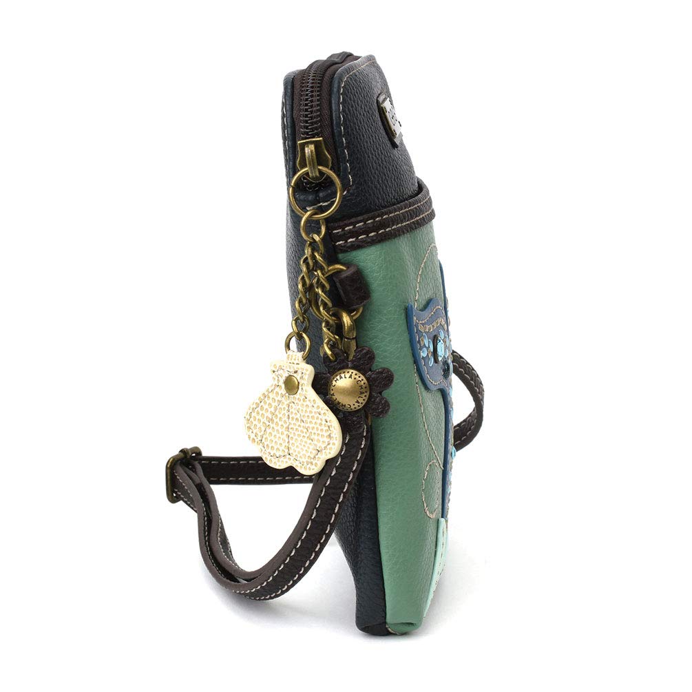 CHALA Dazzled Cell Phone Crossbody Purse-Women PU Leather Multicolor Handbag with Adjustable Strap - Mermaid Tail - teal