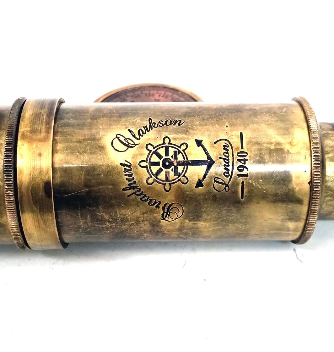 Scout Regiment Brass Telescope 19" – Antique London 1940 Broadhurst Clarkson Spyglass Replica with DF Lens & High Magnification