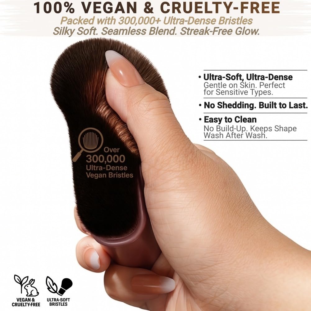 GOERTI Professional Body Makeup Brush, Kabuki Foundation Brush Makeup Brush, Self Tanner Brush, Self Tanning Applicator, Blend & Blur Body Bronzer Tan