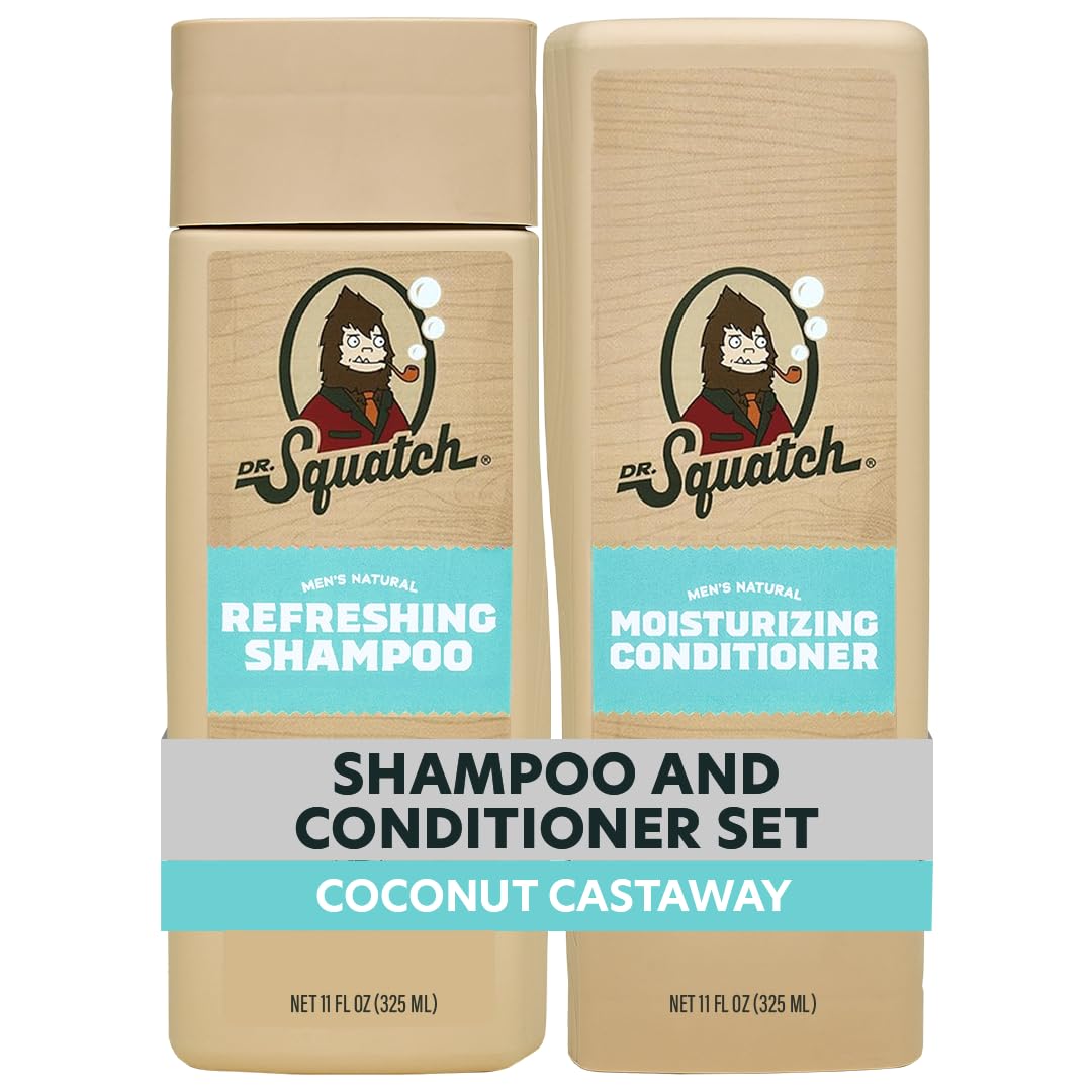 Dr. Squatch Men's Natural Shampoo and Conditioner Set - Sulfate & Paraben Free Natural Shampoo and Conditioner for Men - Scalp Nourishing Formula