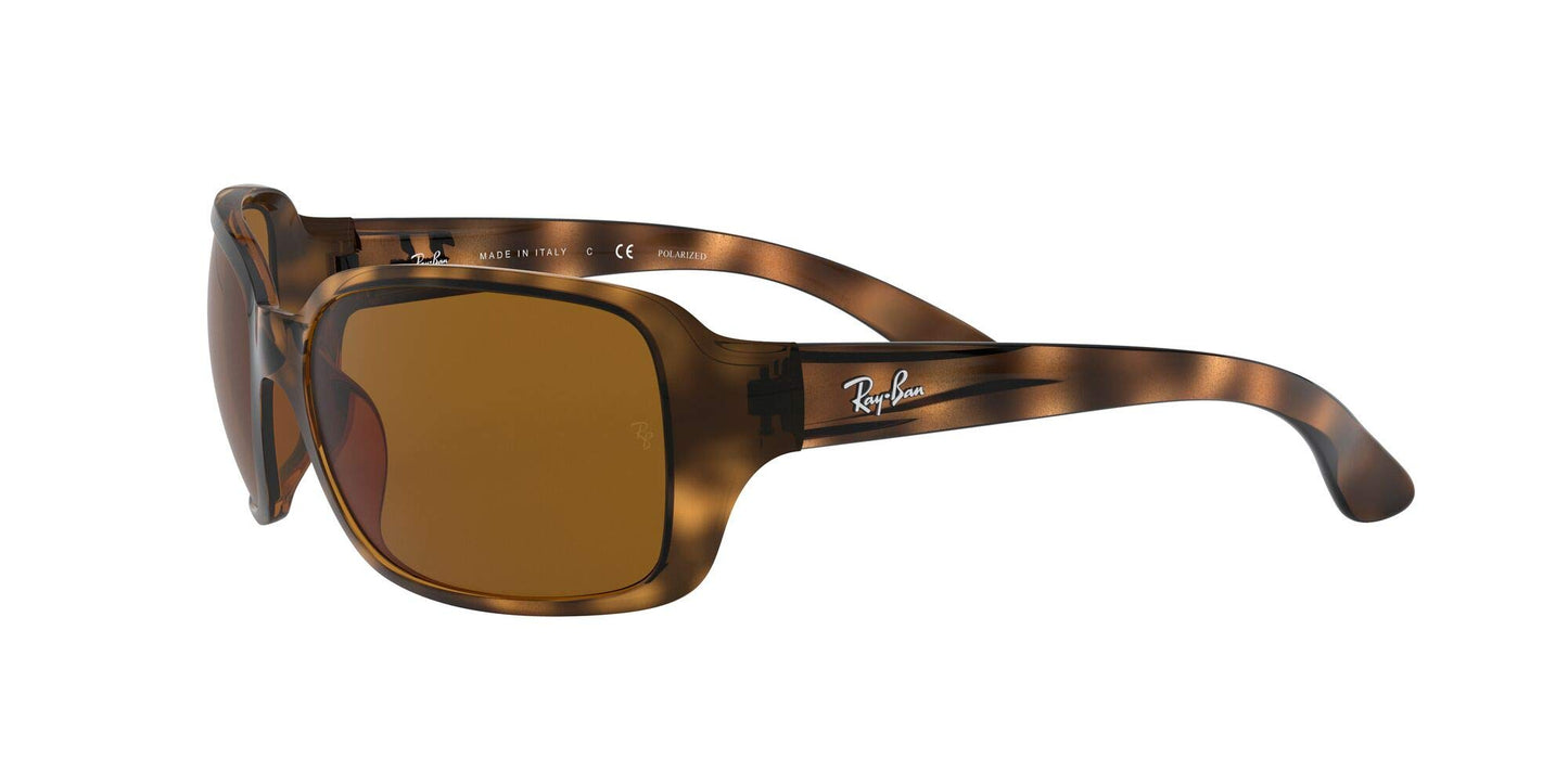 Ray-Ban Womens RB4068 Square Sunglasses, Havana/Polarized B-15 Brown, 60 mm