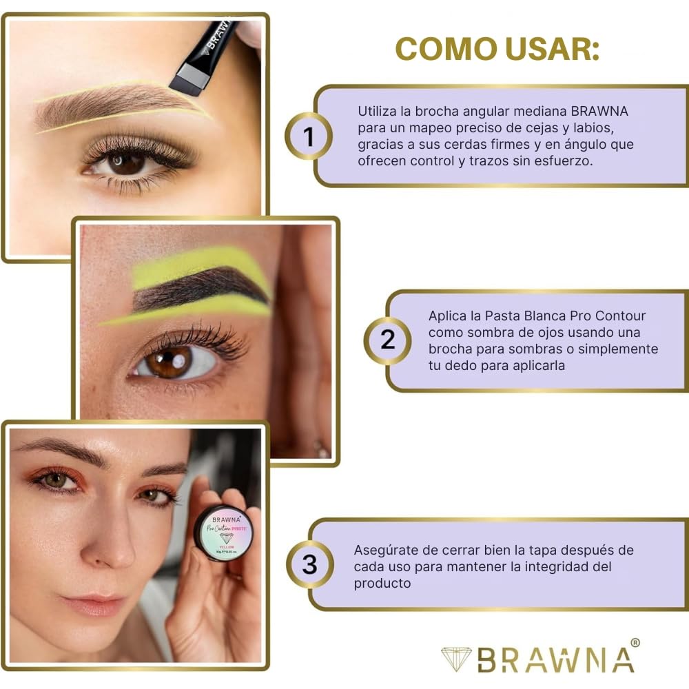 Brawna Pro Contour Yellow Mapping Paste for Brow and Lip Measuring - Yellow Concealer for PMU, Eyebrow Henna, Lamination, Tint