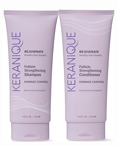 Keranique Damage Control Anti-Breakage Shampoo & Conditioner for Damaged, Thinning Hair - Intense Repair, Strengthening with Keratin, Biotin