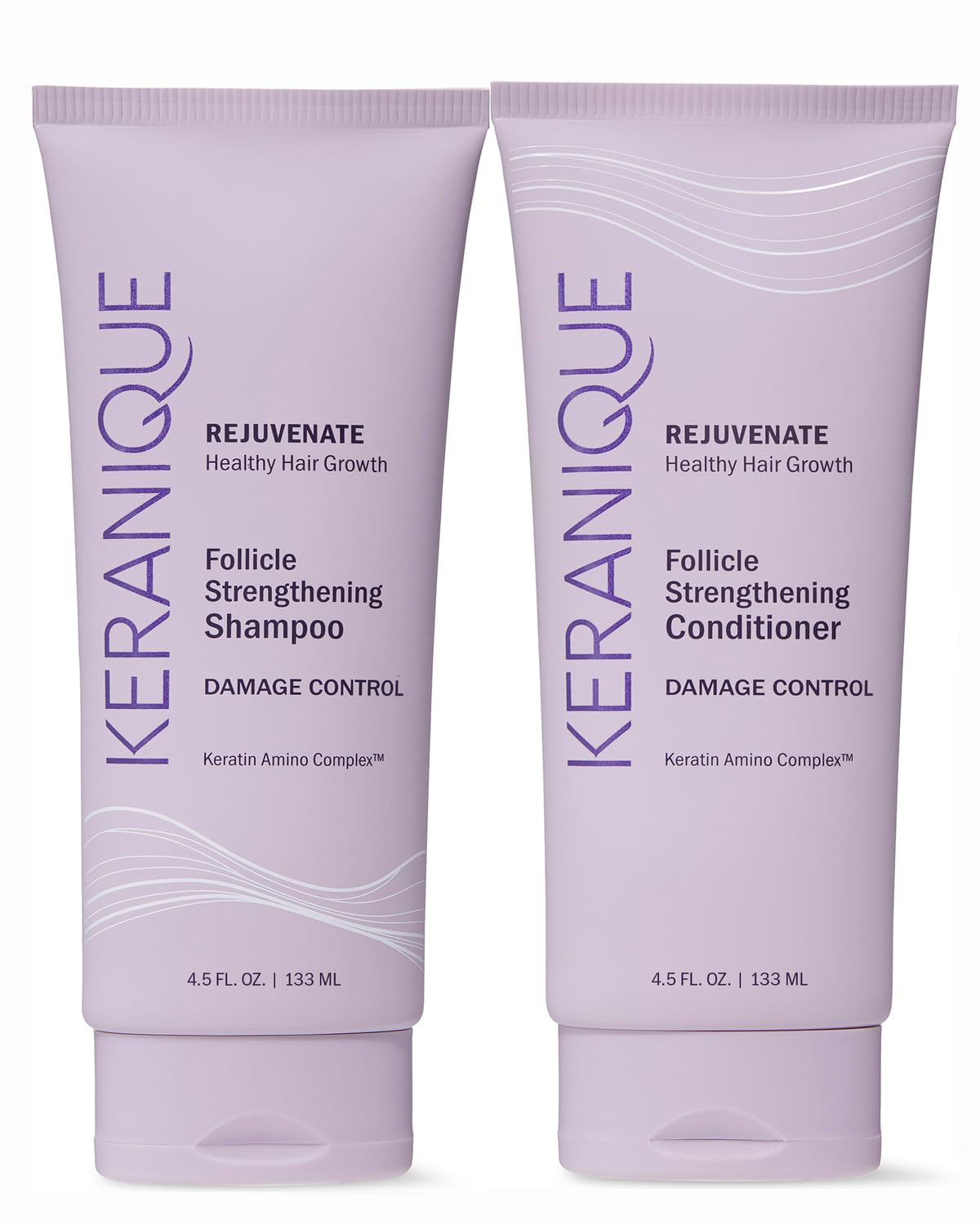 Keranique Damage Control Anti-Breakage Shampoo & Conditioner for Damaged, Thinning Hair - Intense Repair, Strengthening with Keratin, Biotin