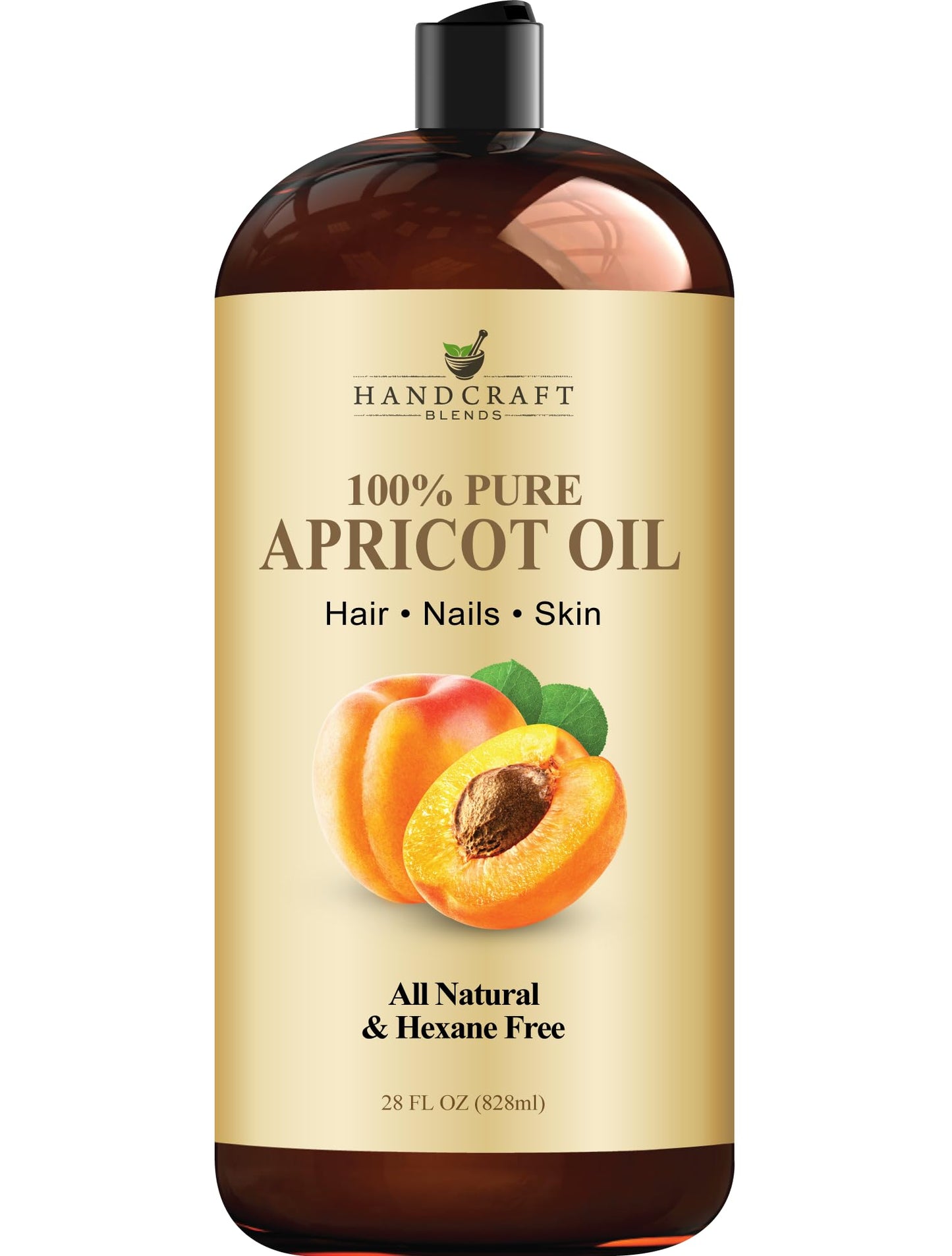 Handcraft Blends Apricot Kernel Oil - Cold-Pressed 28 Fl Oz - 100% Pure and Natural - Premium Grade Carrier Oil for Skin and Hair