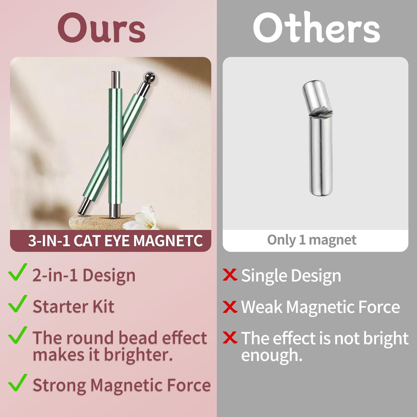 uadbau 4-Piece Cat Eye Magnet Set - Green Dual-Ended Nail Magnet With Round Bead, Heart Nail Magnets for Nail Art, and Black Magnetic Bead-Pickup Pen Beauty and Personal Care uadbau