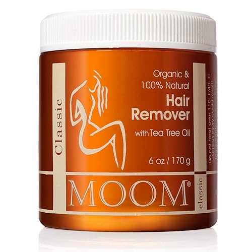 MOOM Organic Sugar Wax with Tea Tree Oil, 6 oz Jar, Hair Removal for Bikini, Brazilian, Face & Legs - Soft Wax for Sensitive Skin, Wax Beads