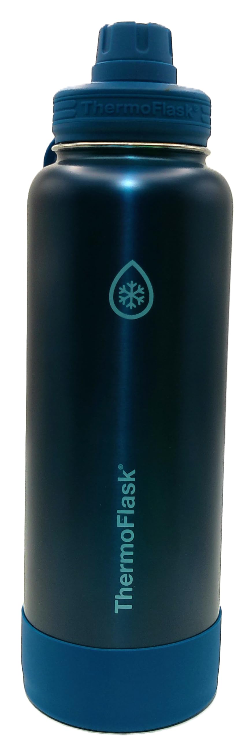 ThermoFlask Stainless Steel Water Bottle, 40 oz, 2-Pack (Silver/Blue Brushed)