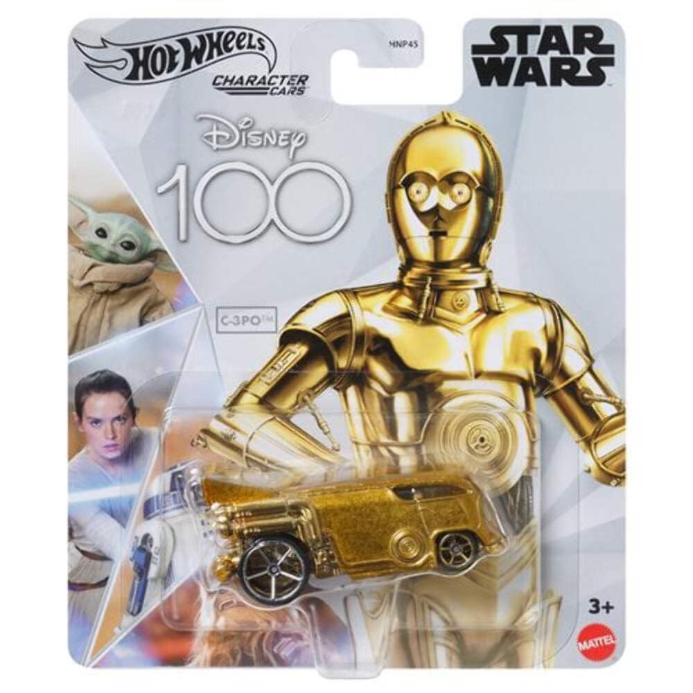 Hot Wheels Disney 100 Character Cars C-3PO, 1:64 Scale Collectible Toy Car from Star Wars