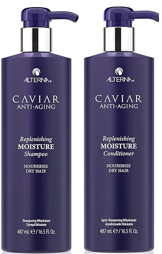 Alterna Haircare CAVIAR Anti-Aging Replenishing Moisture Shampoo and Conditioner Set, 16.5 Fl Oz | Protects, Restores and Hydrates | Sulfate Free