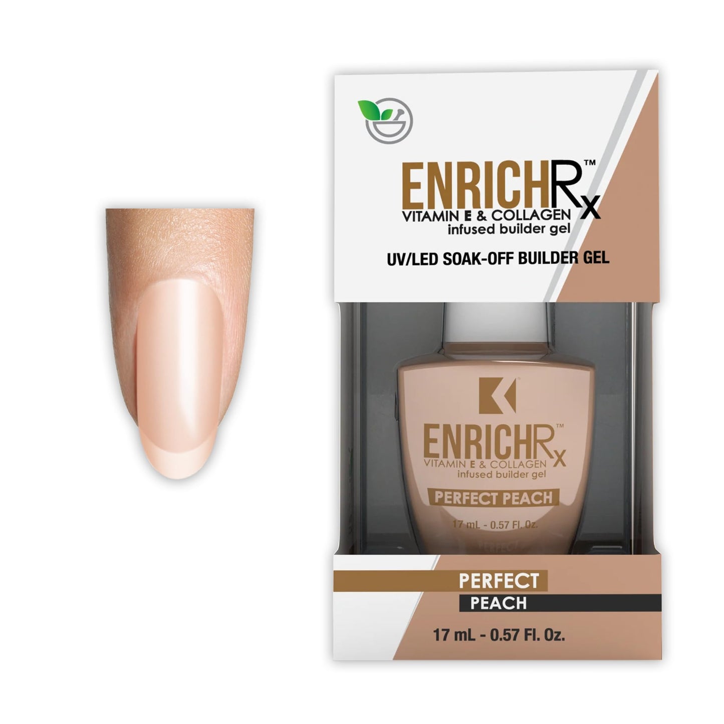 KUPA EnrichRx Builder Gel, Perfect Peach, Vitamin E & Collagen Infused, UV/LED Soak-Off Gel Brush On Natural Nail, 0.57 Fl Oz Beauty & Personal Care KUPA