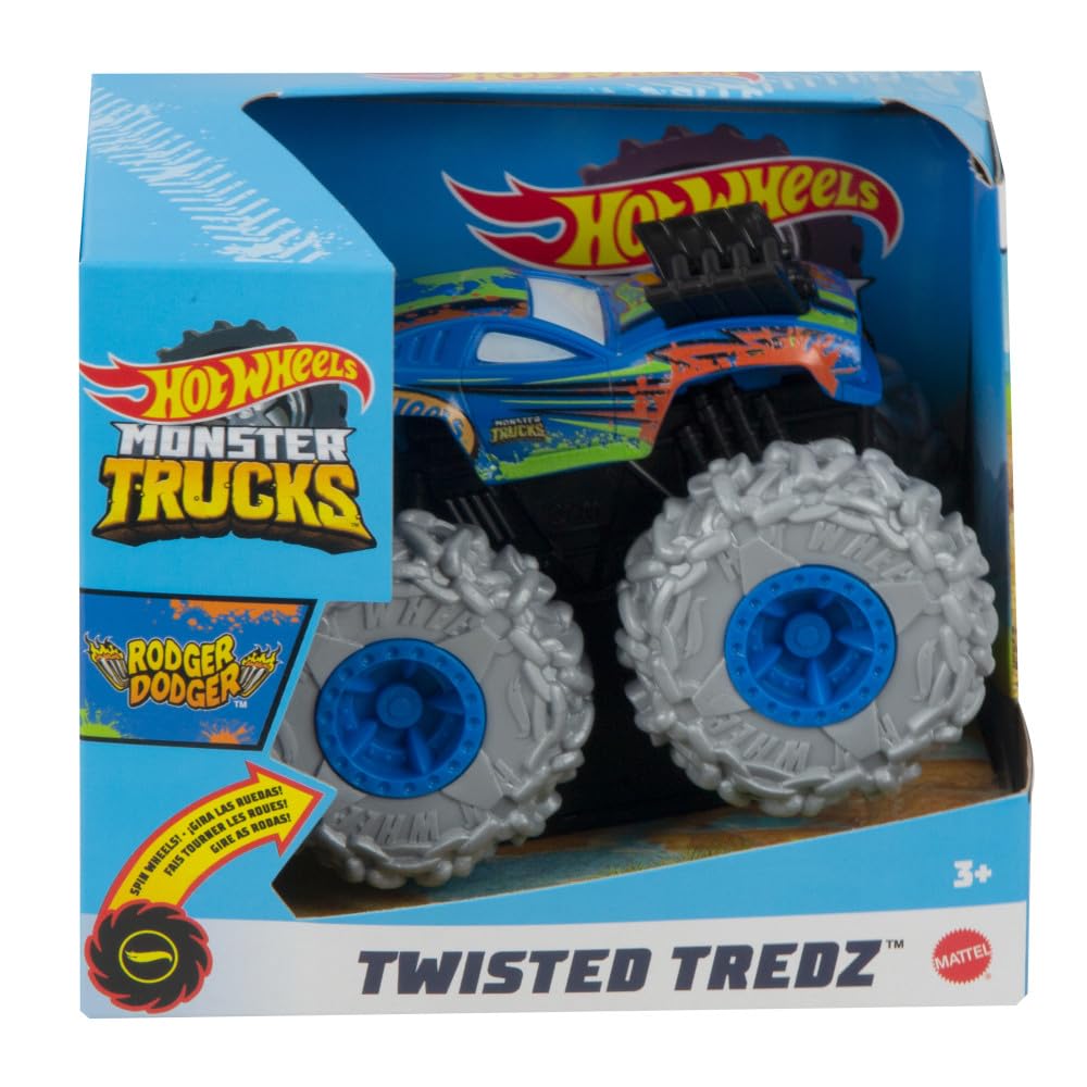 Hot Wheels Monster Trucks Twisted Tredz Vehicles, Creature-Themed 1:43 Scale Toy Truck with Pull-Back Motor & Giant Wheels, Gift for Kids Ages 3…