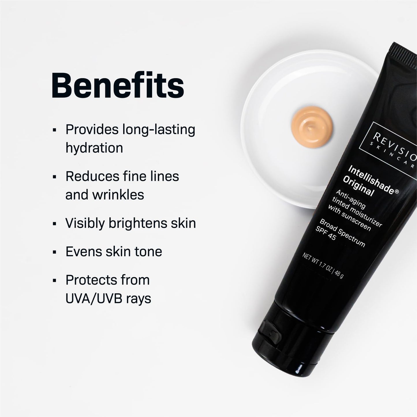 Revision Skincare Intellishade® Original SPF 45, Anti-Aging Tinted Sunscreen for Face, Daily Moisturizer with SPF, Anti-Wrinkle with Peptides
