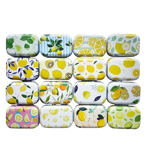 CCUUHJ 8Pcs Mini Lemon Tin Trinket Jewelry Organizer Storage Box Decorative Lime Boxes Small Metal Tins with Hinged Lids Portable Box Containers Gift…