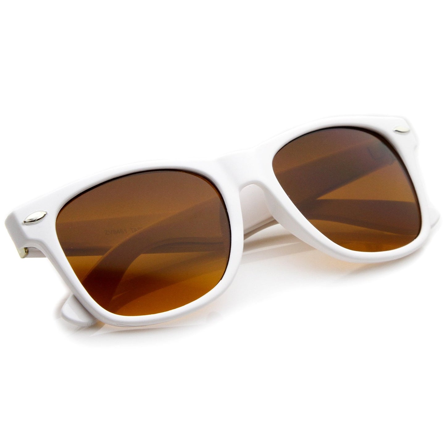 zeroUV - Blue Blocking Driving Horn Rimmed Sunglasses Amber Tinted Lens 54mm (White)