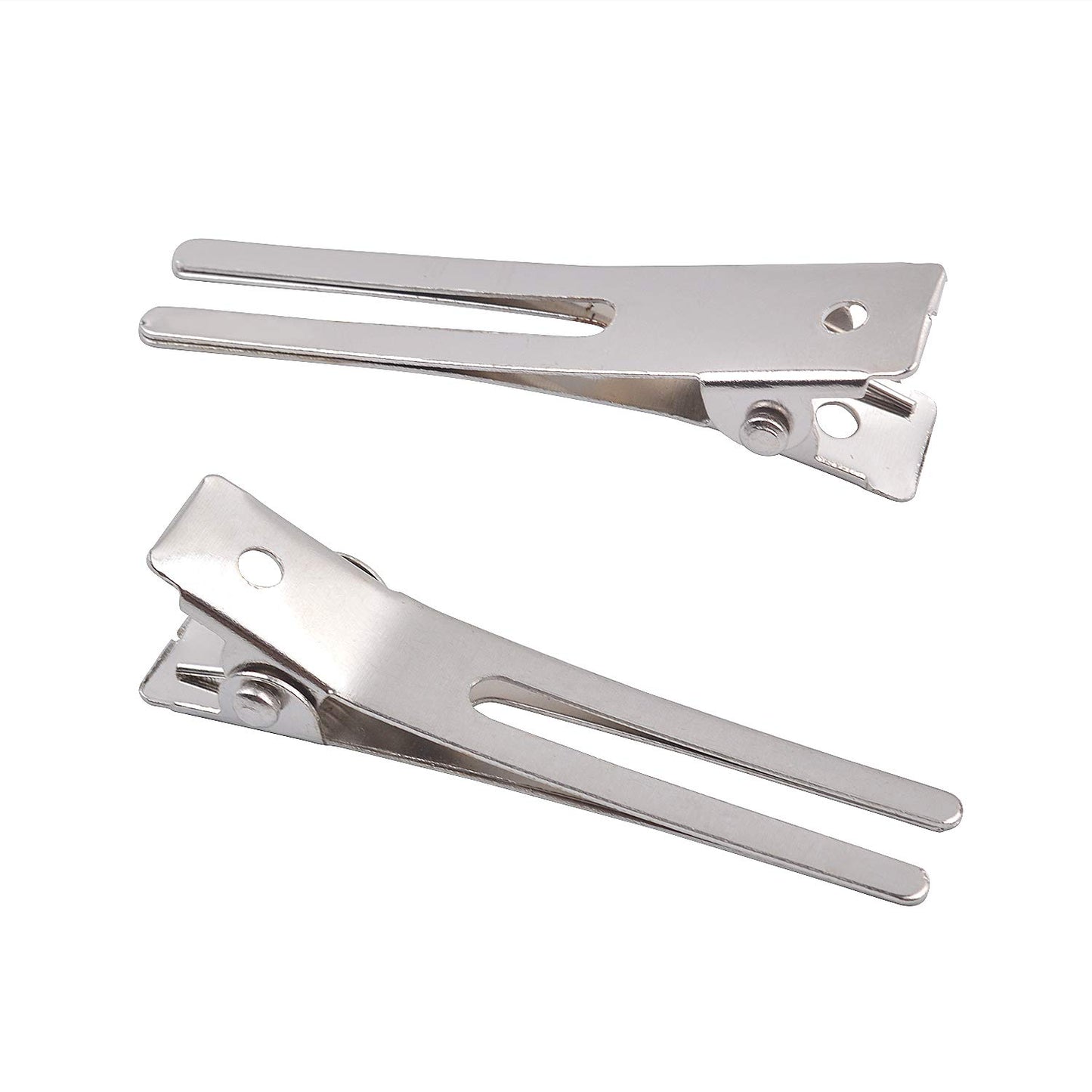 Hendevl 100 Pieces 1.8 Inches Double Prong Pin Curl Hair Clips Metal Alligator Clips Silver Hairpins for Hair Extensions