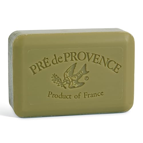 Pre de Provence Artisanal Soap Bar, Enriched with Organic Shea Butter, Natural French Skincare, Quad Milled for Rich Smooth Lather, 8.8 Ounce, Green