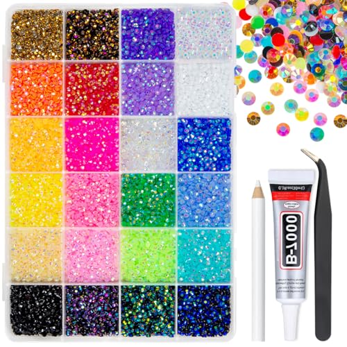 qiipii 24 Color 13800pcs 3mm Jelly Resin Rhinestones for Bedazzling Crafting Flatback Stones Colorful AB Gems Diamonds for Nails Eyes Face Makeup Beauty and Personal Care qiipii Default Title