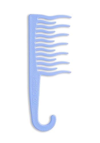 XO Curls Shower detangling hair comb, Wide tooth comb, Comb with hook for easy hanging in shower, Gentle on Scalp, Hair comb for with curly & wavy