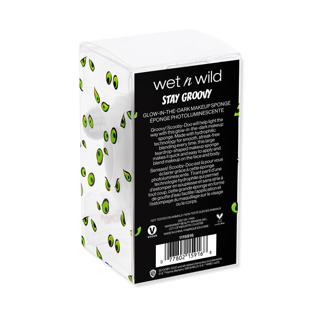 wet n wild Scooby-Doo Glow-in-the-Dark Makeup Sponge, Teardrop Shape for Seamless, Full Coverage, Cruelty-Free & Vegan - Stay Groovy