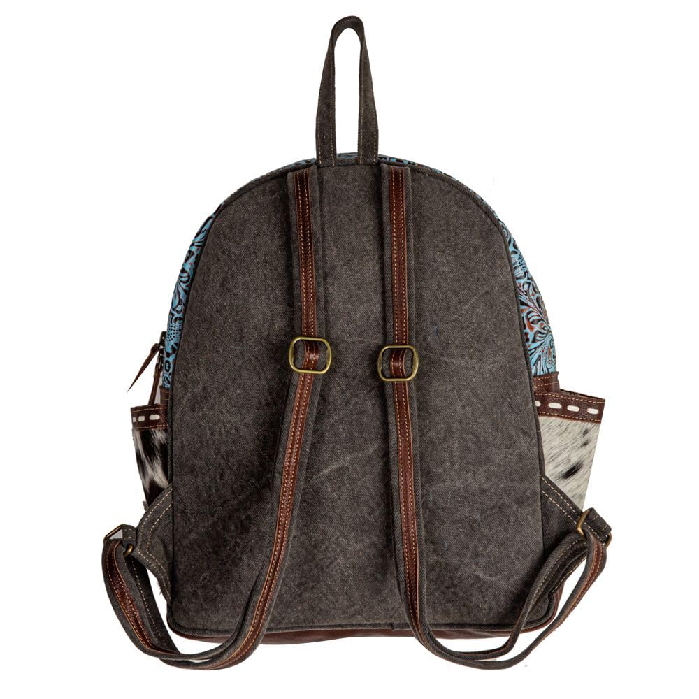 Myra Bag Backpack Bag for Women - Western Upcycled Hairon & Leather Bag Charcoal Gray