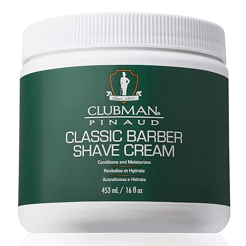 Clubman Pinaud Classic Barber Shave Cream, Moisturizing and Conditioning for Smooth Shave, Professional Quality for All Beard Types, 16 fl oz, 1-pack