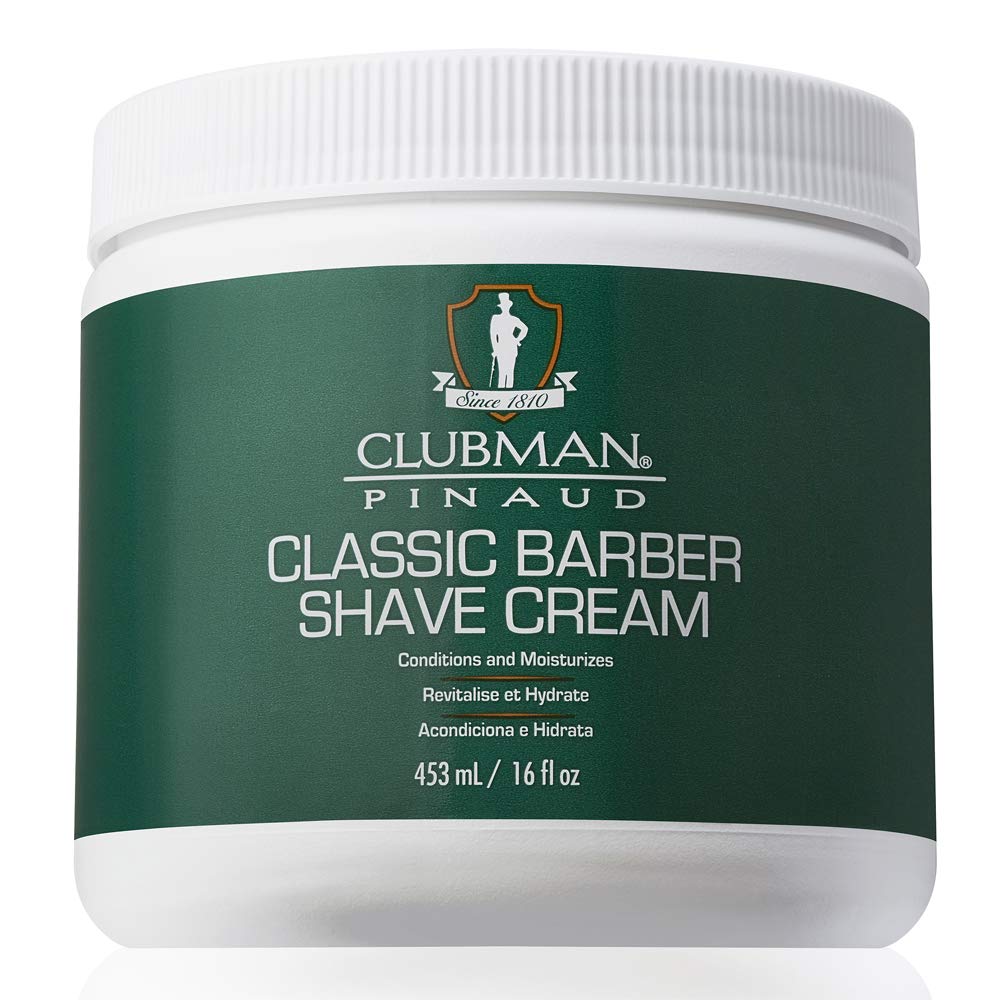 Clubman Pinaud Classic Barber Shave Cream, Moisturizing and Conditioning for Smooth Shave, Professional Quality for All Beard Types, 16 fl oz, 1-pack