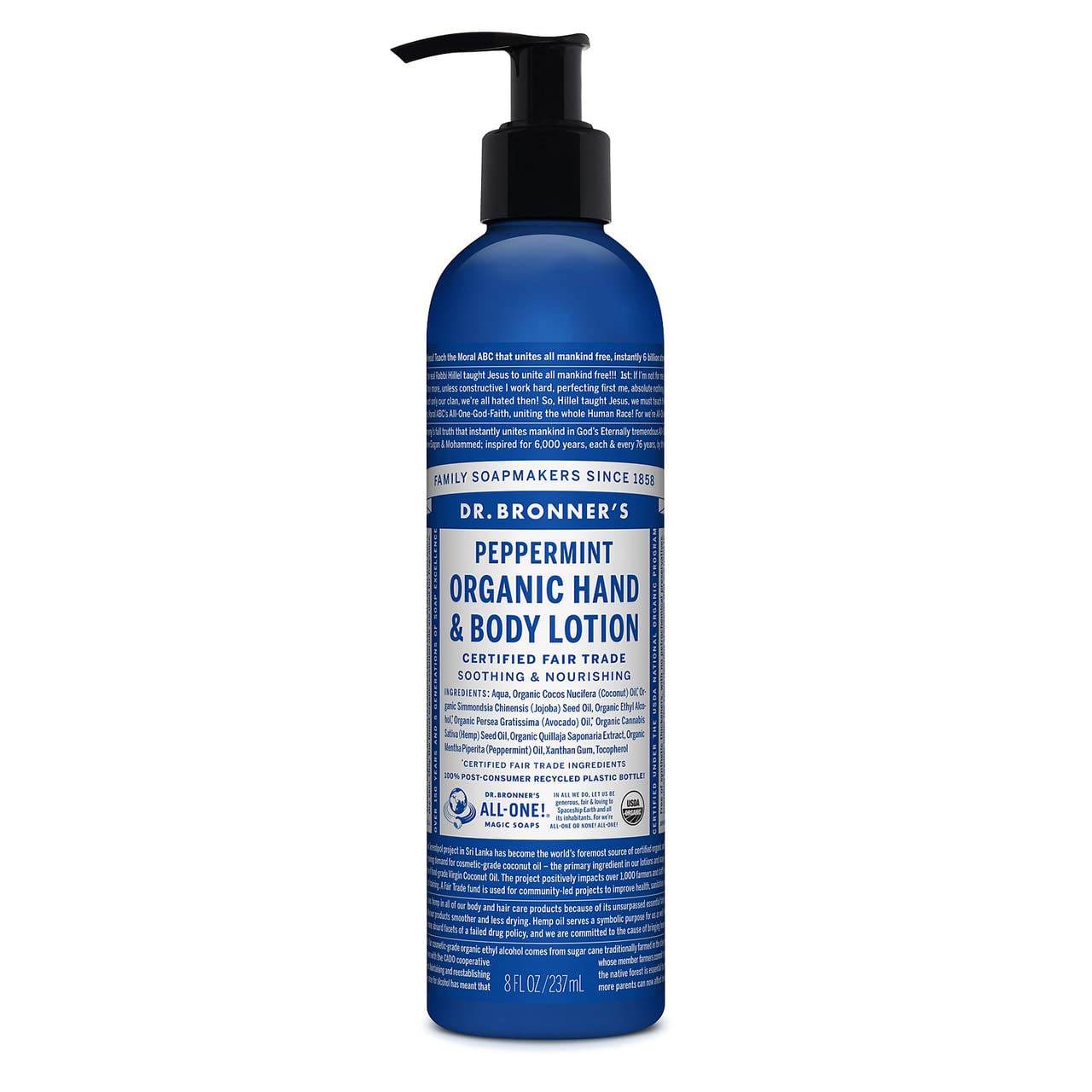 Dr. Bronner'S Fair Trade And Organic Lotion, Peppermint, 8 Oz