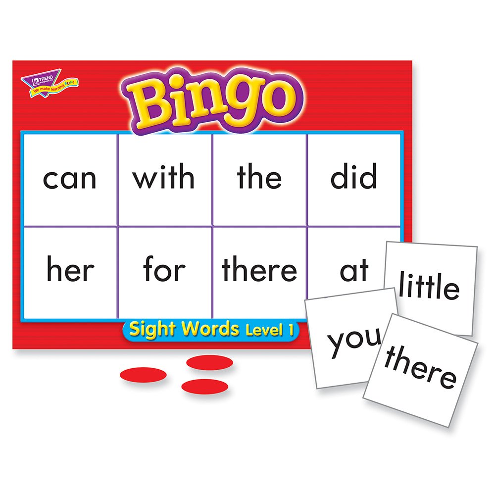 TREND Sight Words Level 1 Bingo Game – Fun Learning for Kids, 6 Ways to Play, Classroom & Home, 3–36 Players, Ages 5+