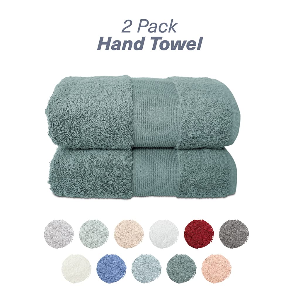 Hencely Luxury Hand Towel - Set of 2 (16x28 Inches) - Soft Turkish Cotton, Absorbent, Quick-Drying Face, Body, Kitchen, and Bathroom Towel (Hand…